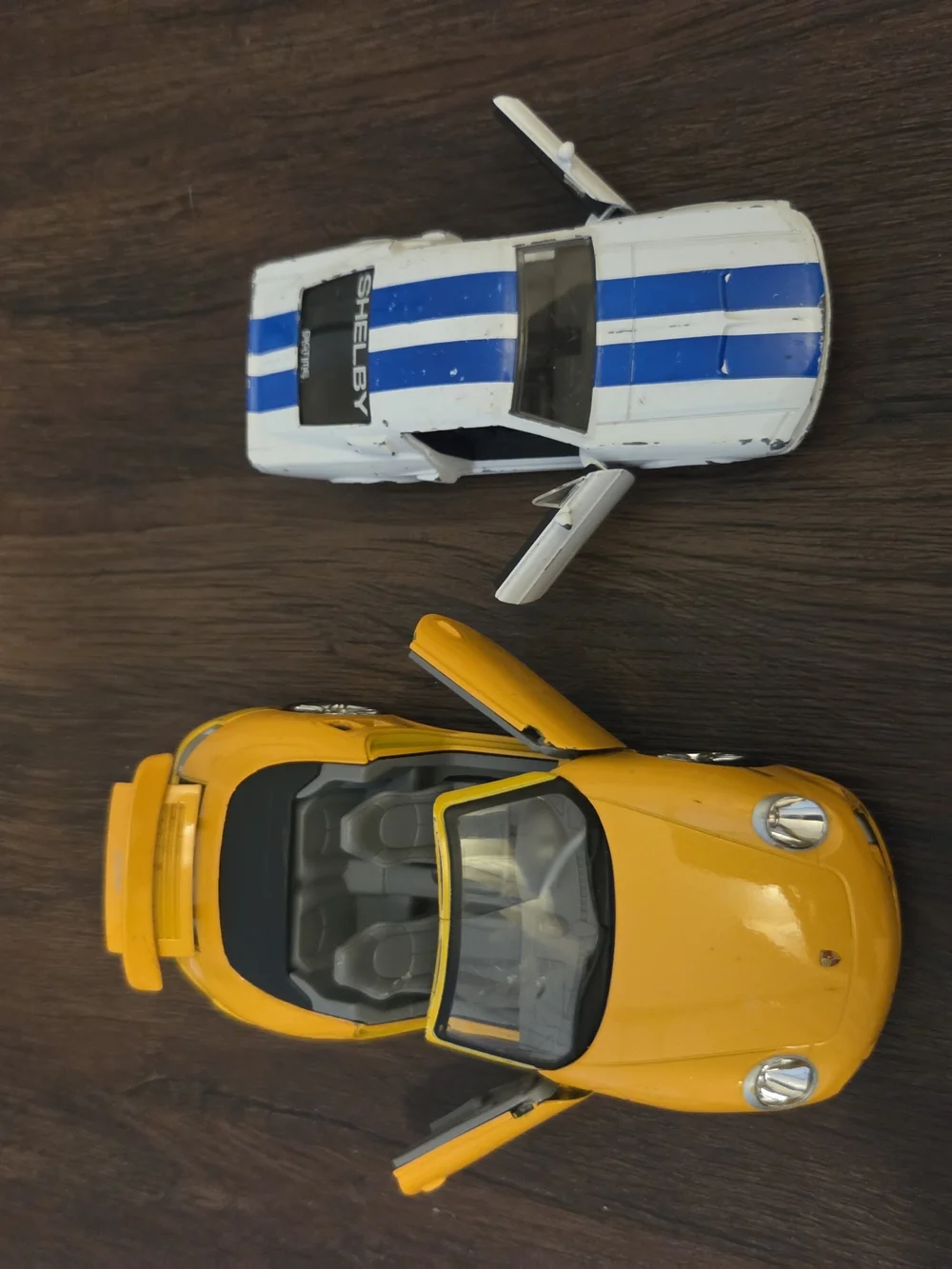 Selby White & Blue Die-Cast Model Car & Yellow Porshe Convertible